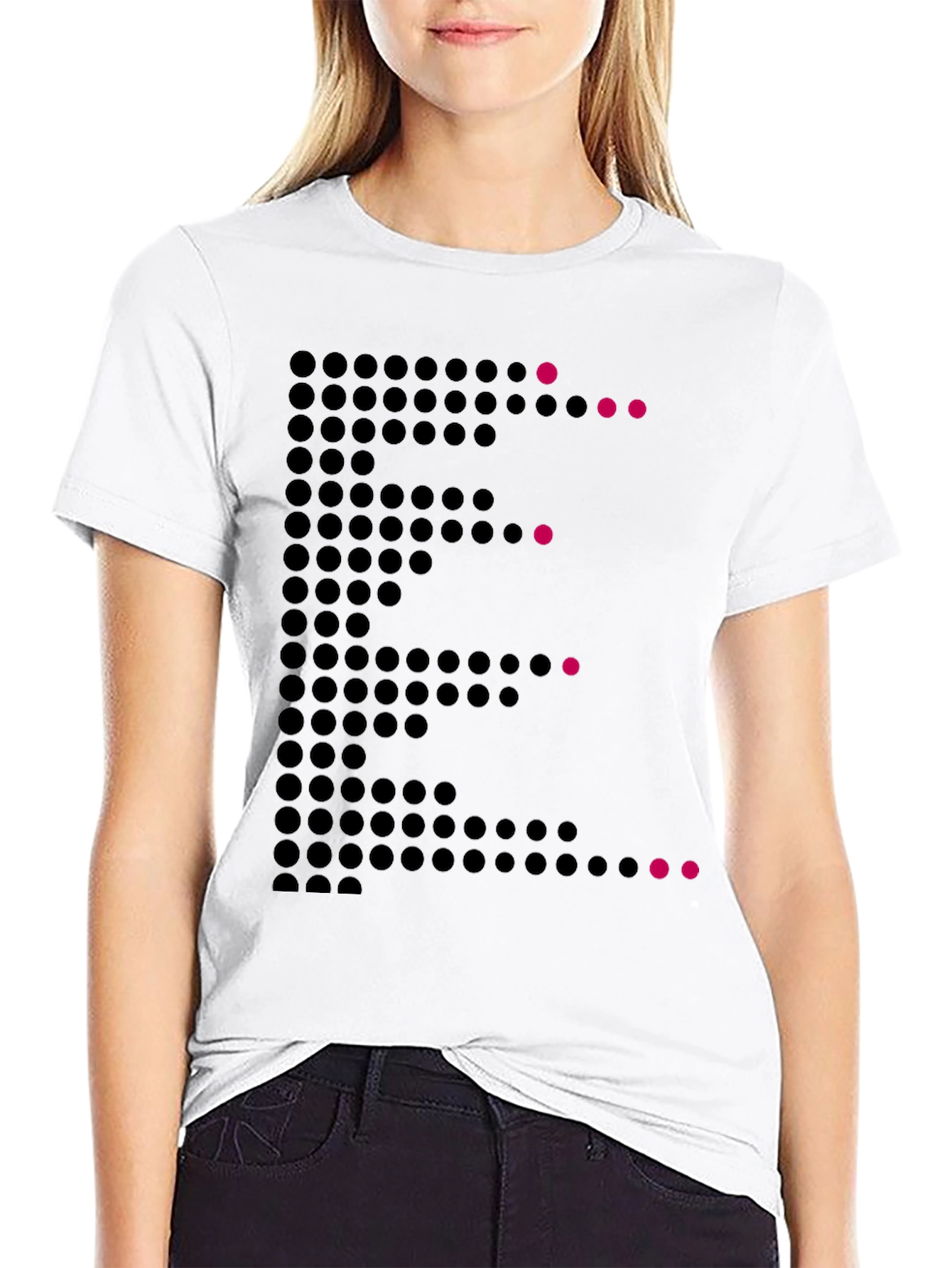 Black Dot Matrix E Graphic Tee - Modern Men's T-Shirt view 9