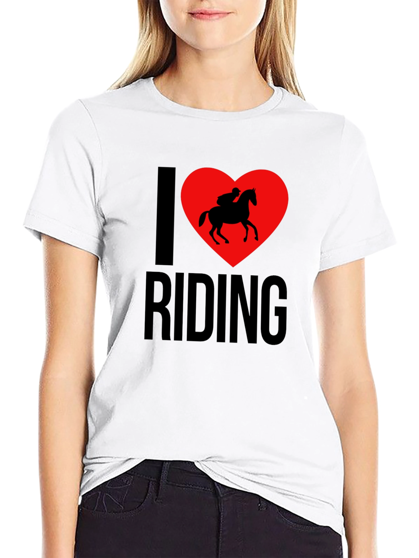 Black I Love Riding T-Shirt - Horseback Riding Tee view 9