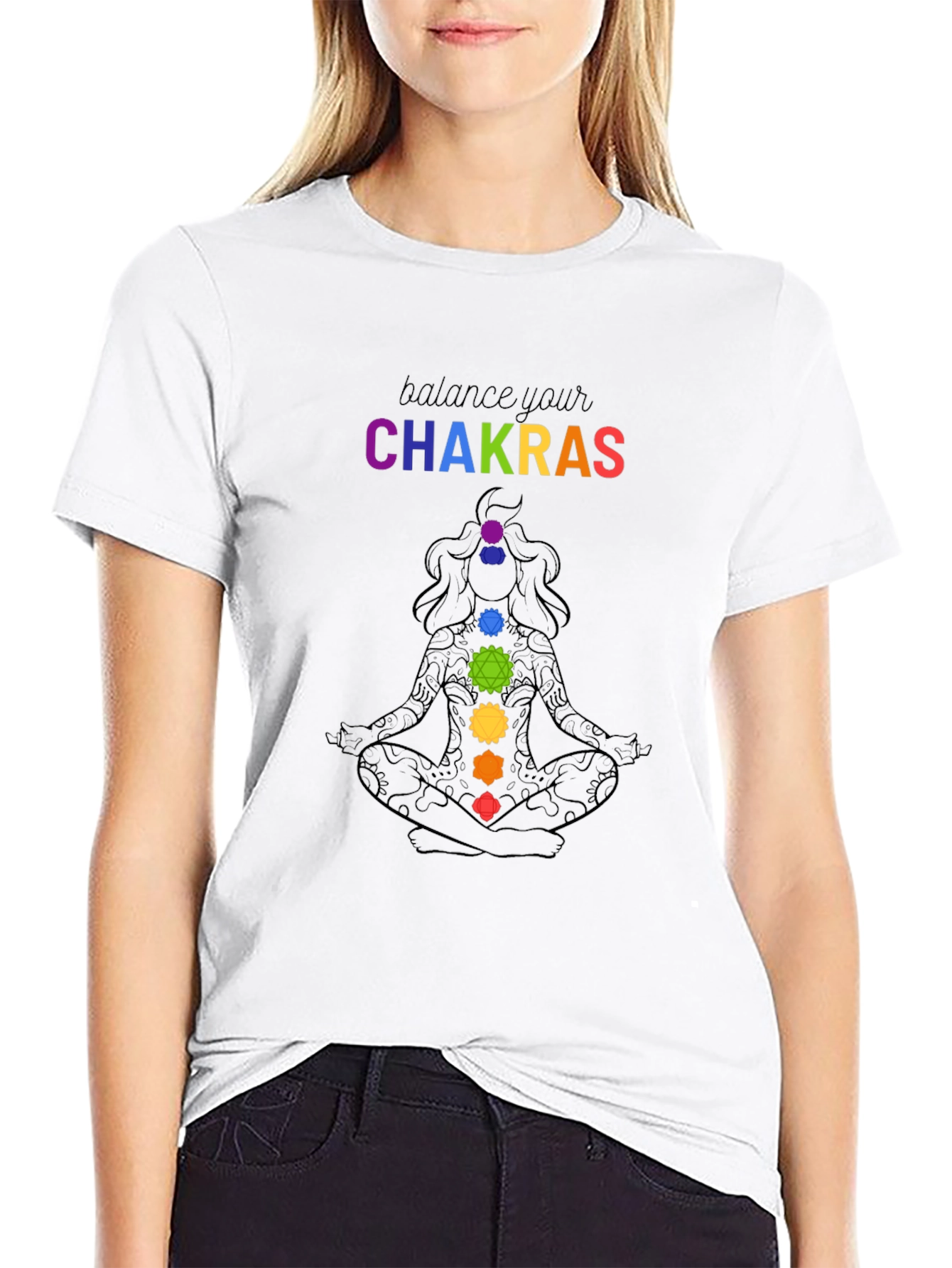 Black Chakra Balance T-Shirt: Meditate in Style view 9