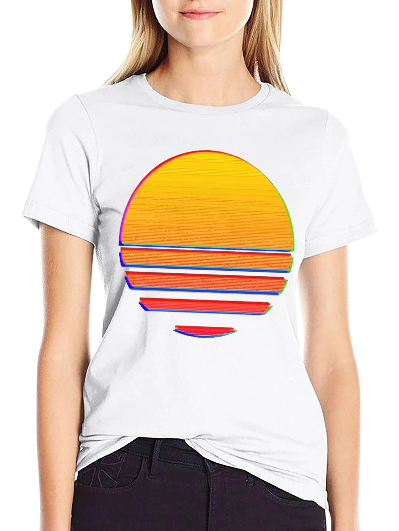 Black Retro Sunset Graphic T-Shirt - Black view 9
