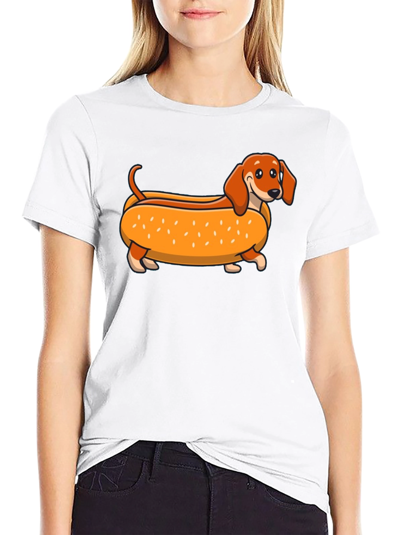 Black Dachshund Hot Dog T-Shirt view 9