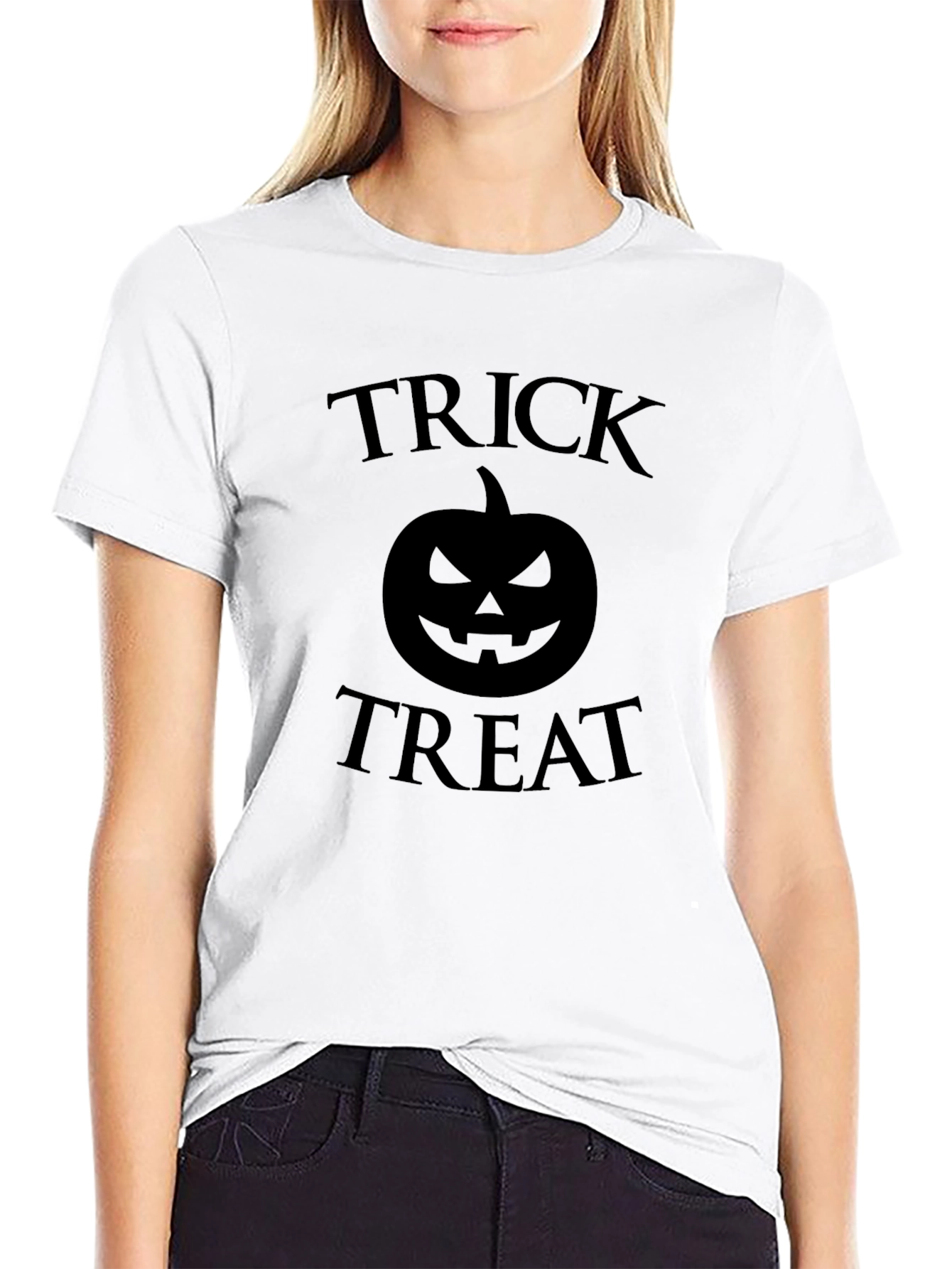 Black Trick or Treat Pumpkin Halloween T-Shirt view 9