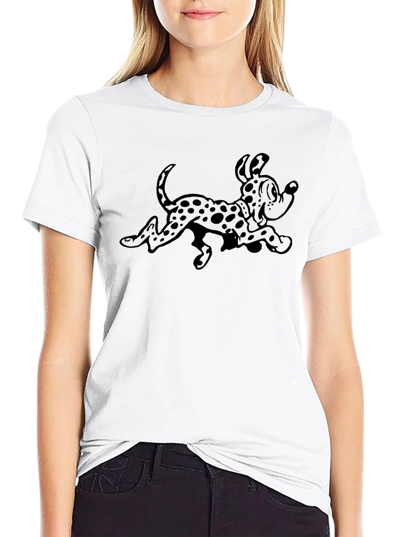 Black Cartoon Dalmatian Black T-Shirt view 9