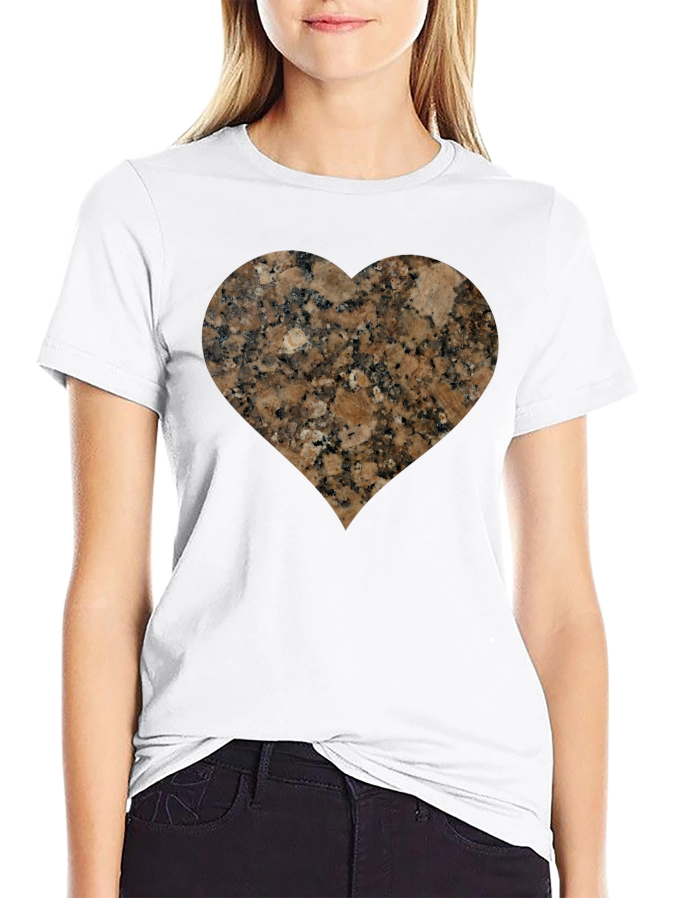 Black Granite Heart Tee - Unique Graphic T-Shirt view 9