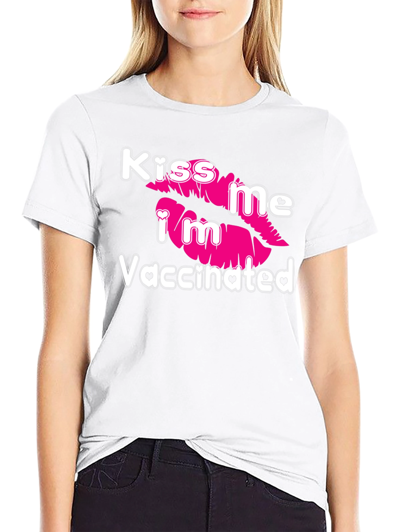 Black Kiss Me I'm Vaccinated T-Shirt view 9