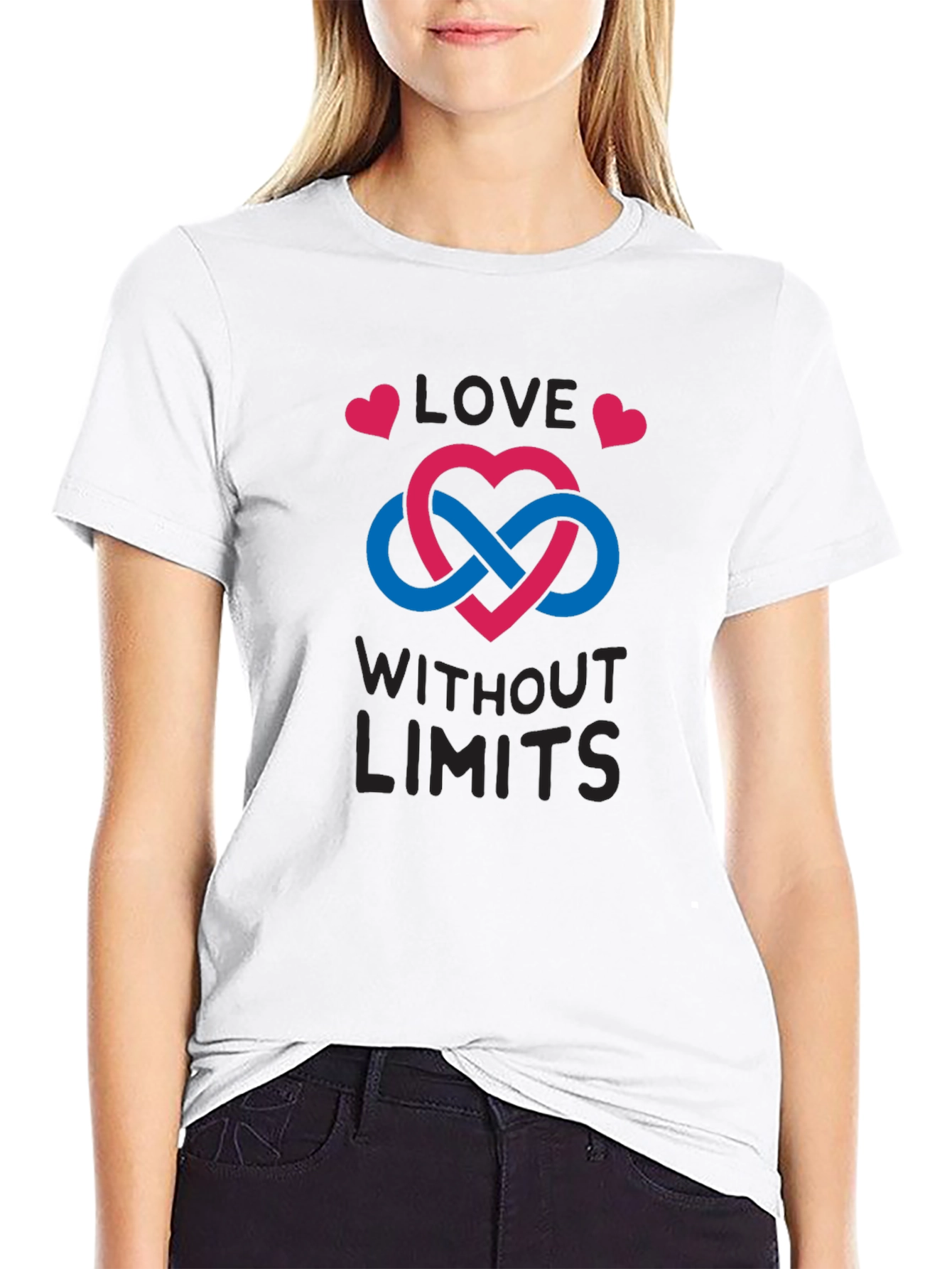 Black Love Without Limits T-Shirt - Infinity Heart Design view 9