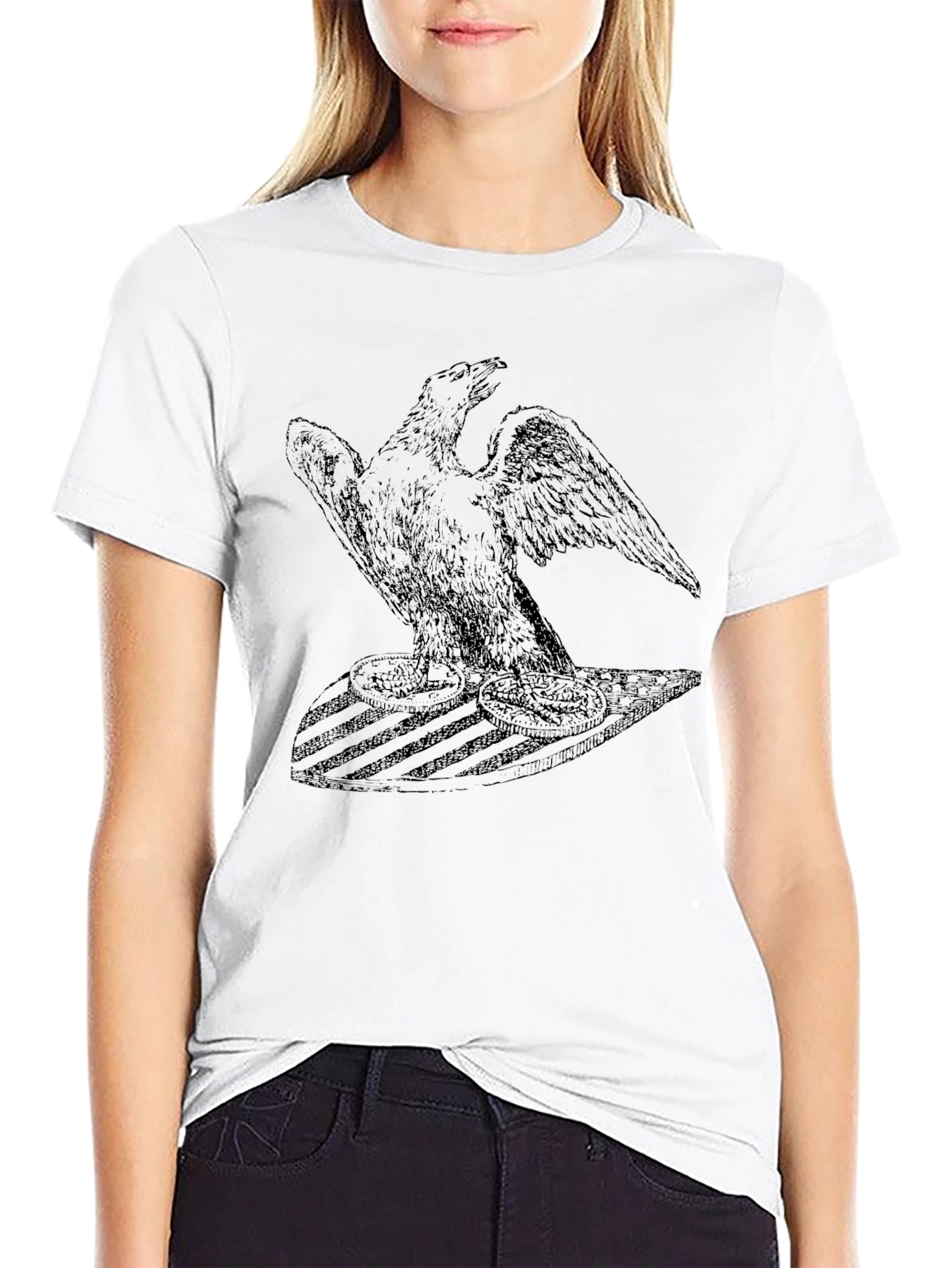 Black Black Eagle Graphic Tee - Bold American Design view 9