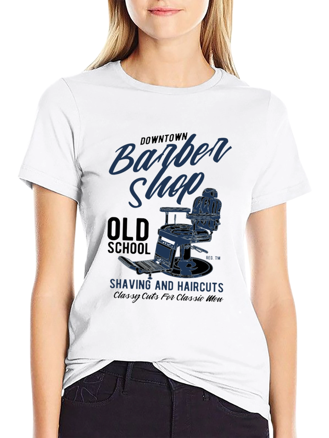Black Downtown Barber Shop Old School Graphic T-Shirt view 9