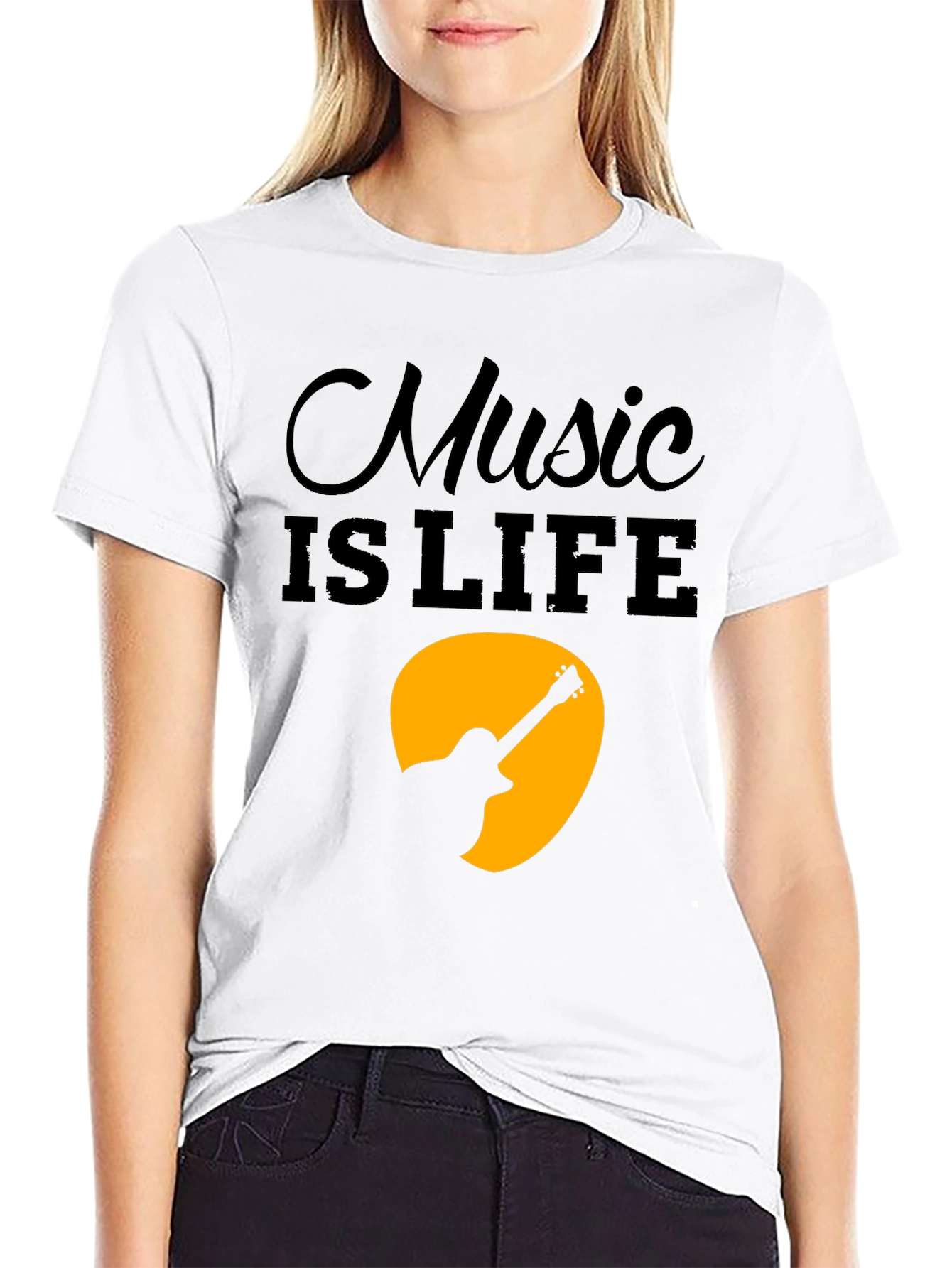 Black Music is Life T-Shirt - Guitar Graphic Tee - Men's Black Cotton view 9