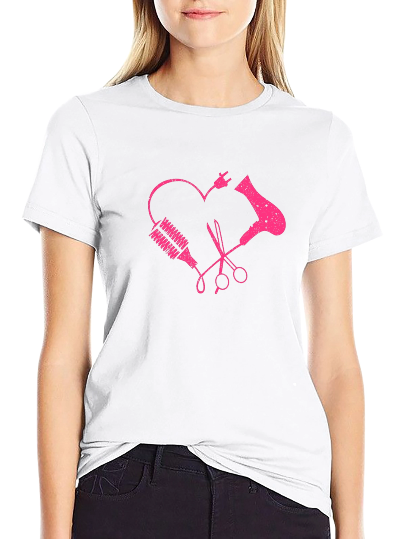 Black Hairdresser Heart Graphic Tee - Stylist Love view 9