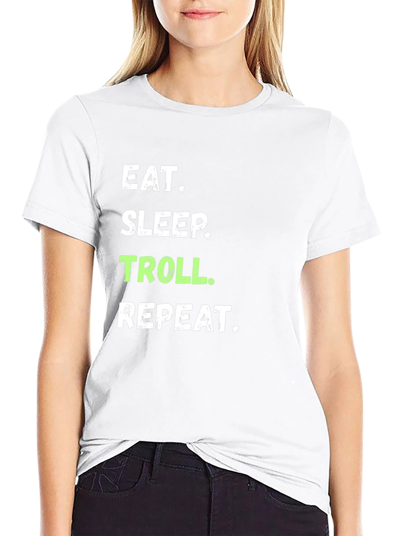 Black Eat Sleep Troll Repeat Graphic T-Shirt view 9