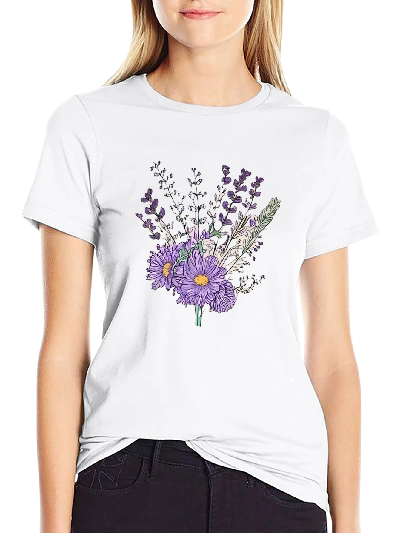 Black Floral Bouquet Graphic T-Shirt view 9