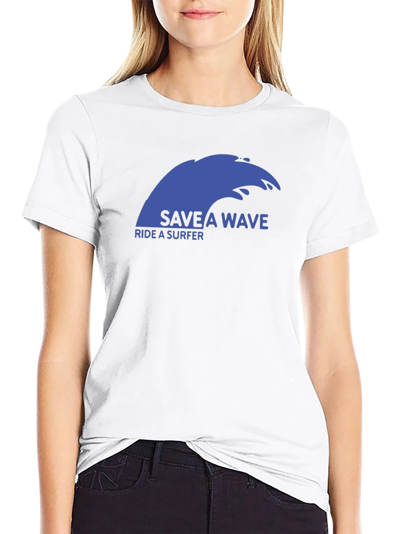 Black Save a Wave T-Shirt - Ride a Surfer! view 9