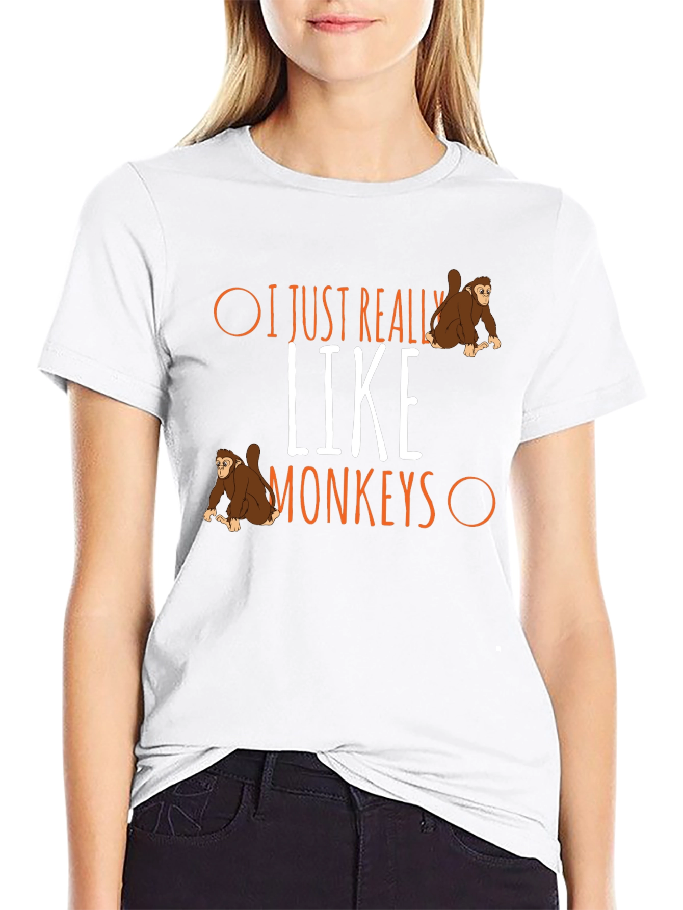 Black I Just Really Like Monkeys Graphic T-Shirt view 9