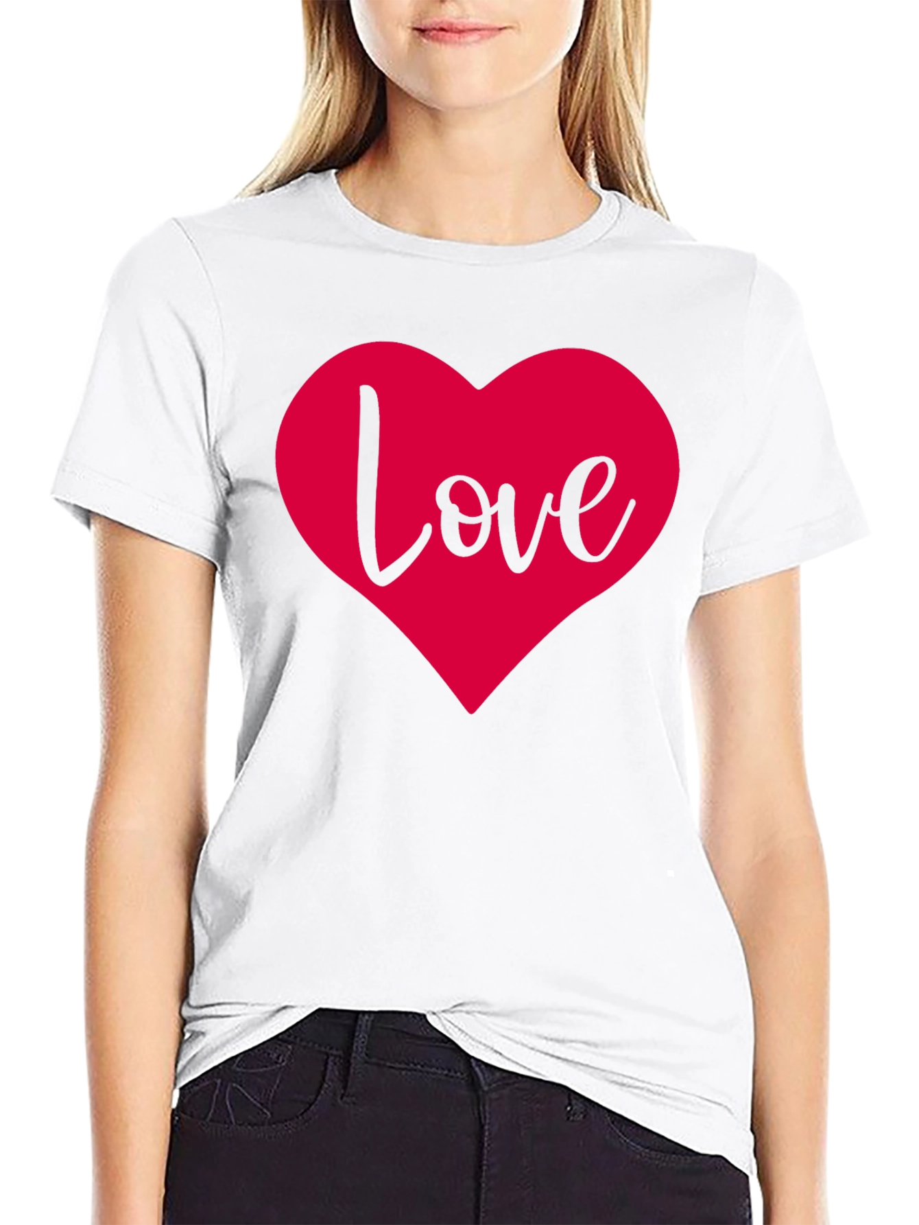 Black Love Heart Graphic Black T-Shirt view 9