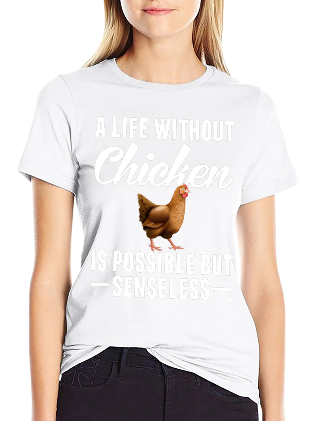 Black Funny Chicken Lover T-Shirt - A Life Without Chicken view 9