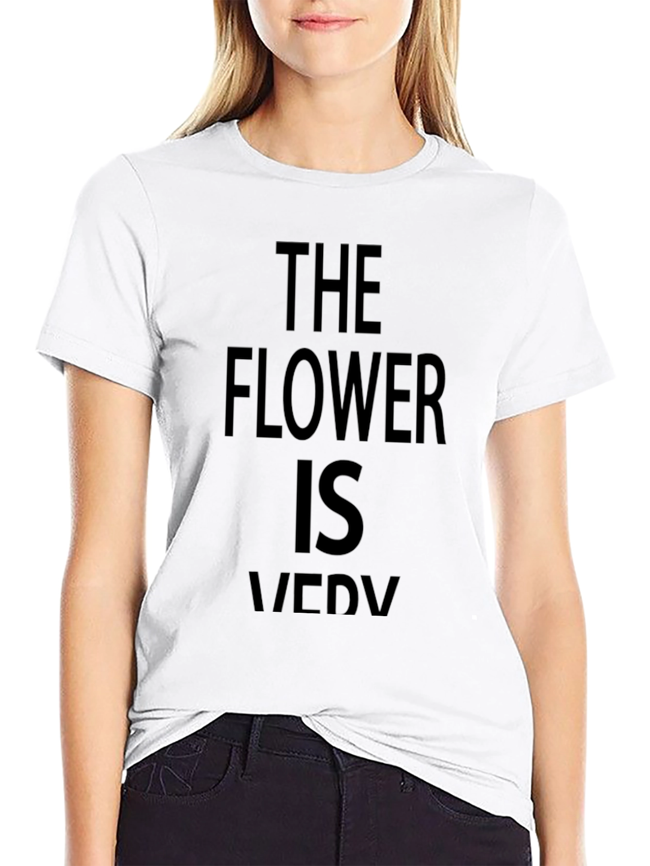 Black The Flower is Very Funny Black T-Shirt view 9