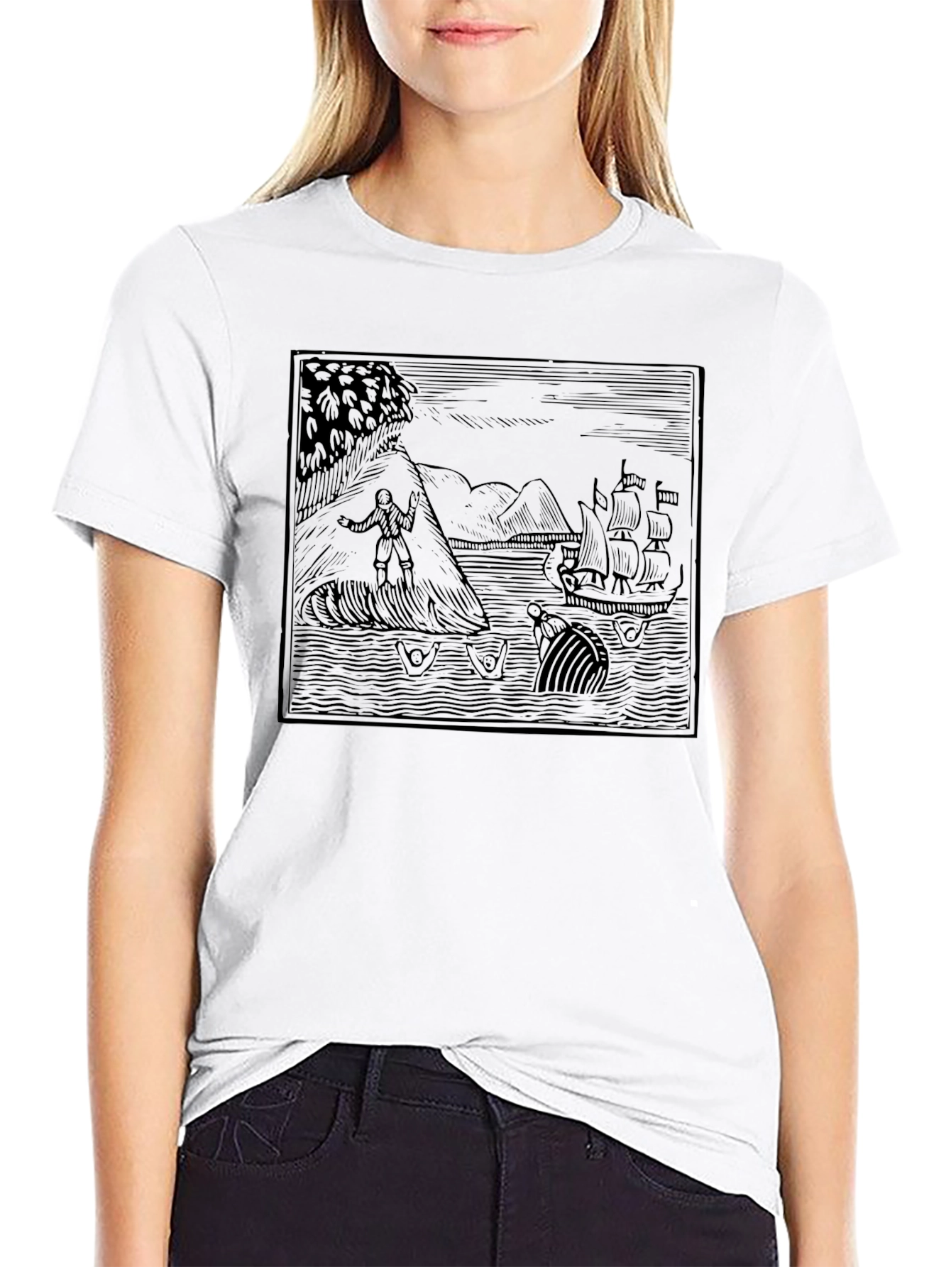 Black Whale Adventure Graphic Tee - Black view 9
