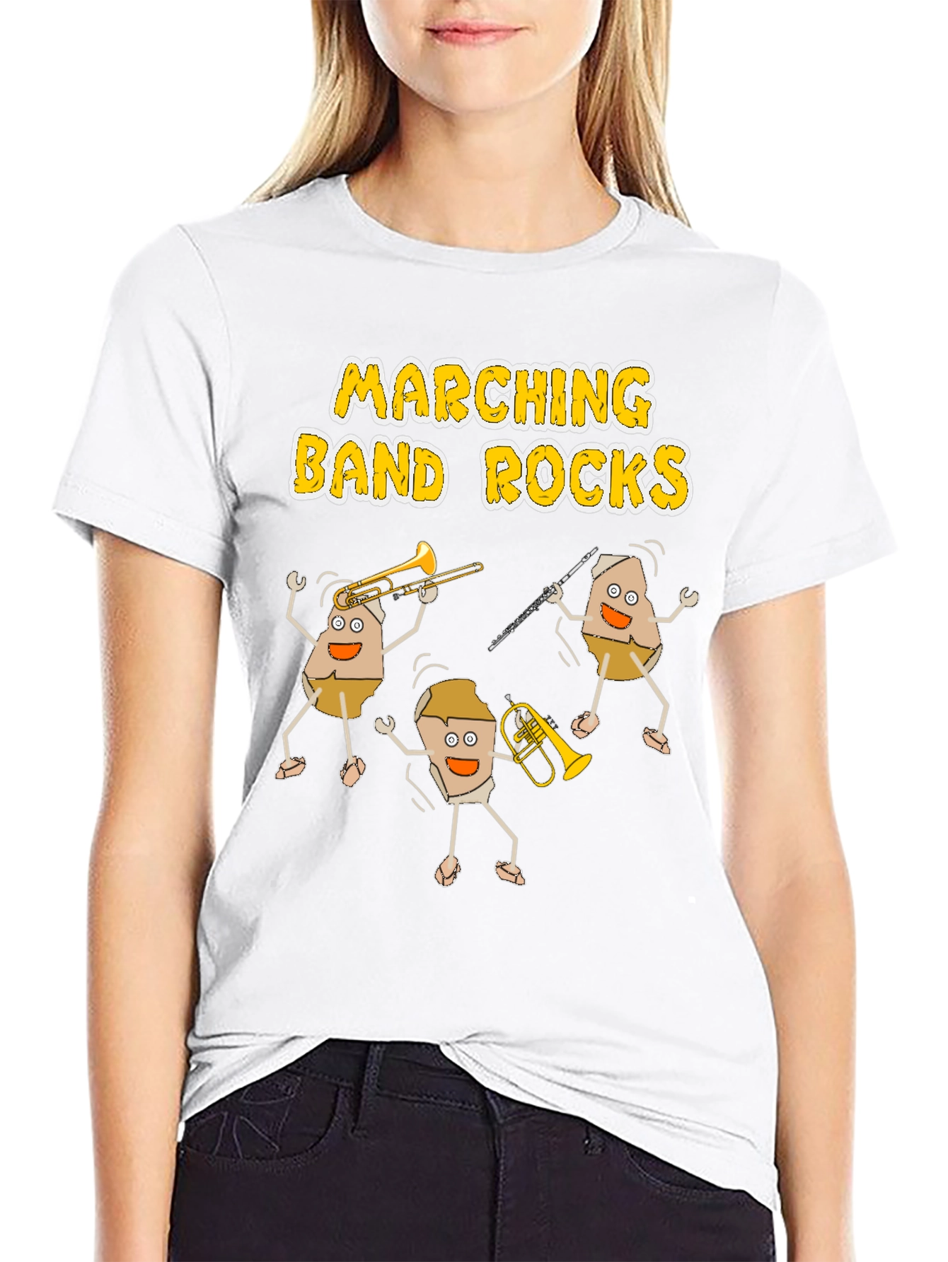 Black Marching Band Rocks Funny T-Shirt - Music Lover Tee view 9