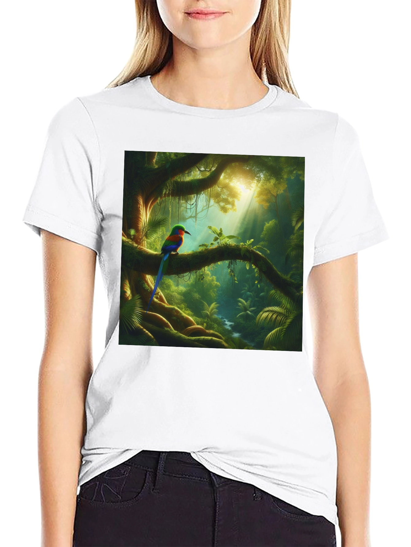 Black Jungle Bird T-Shirt - Vibrant Nature Tee view 9
