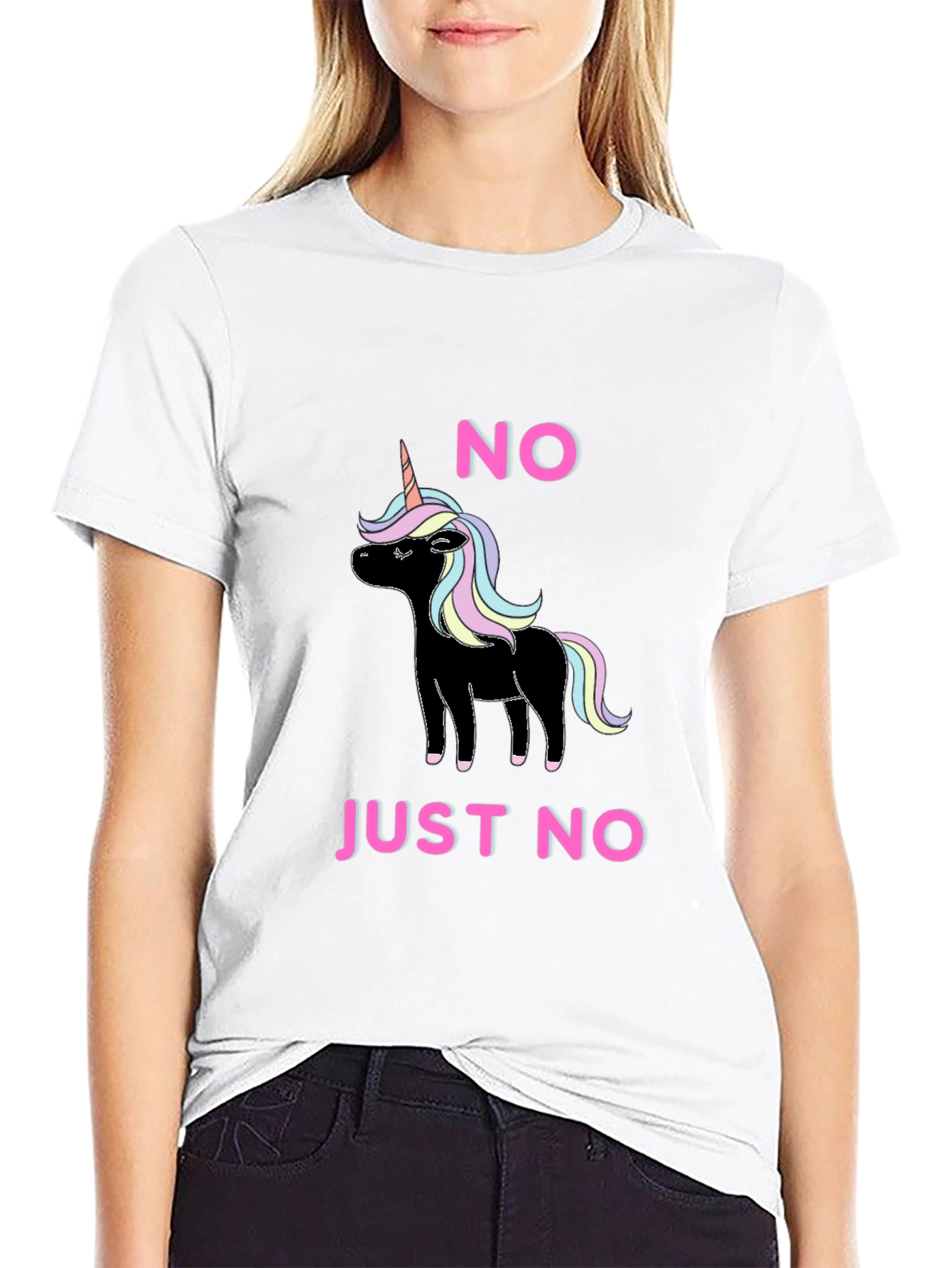 Black No Just No Unicorn T-Shirt Funny Graphic Tee view 9