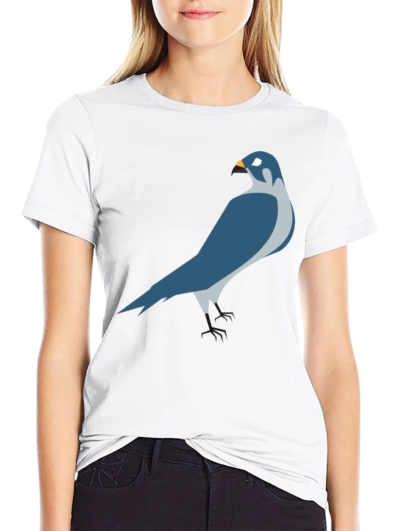 Black Cool Falcon Graphic T-Shirt - Black Cotton Blend view 9