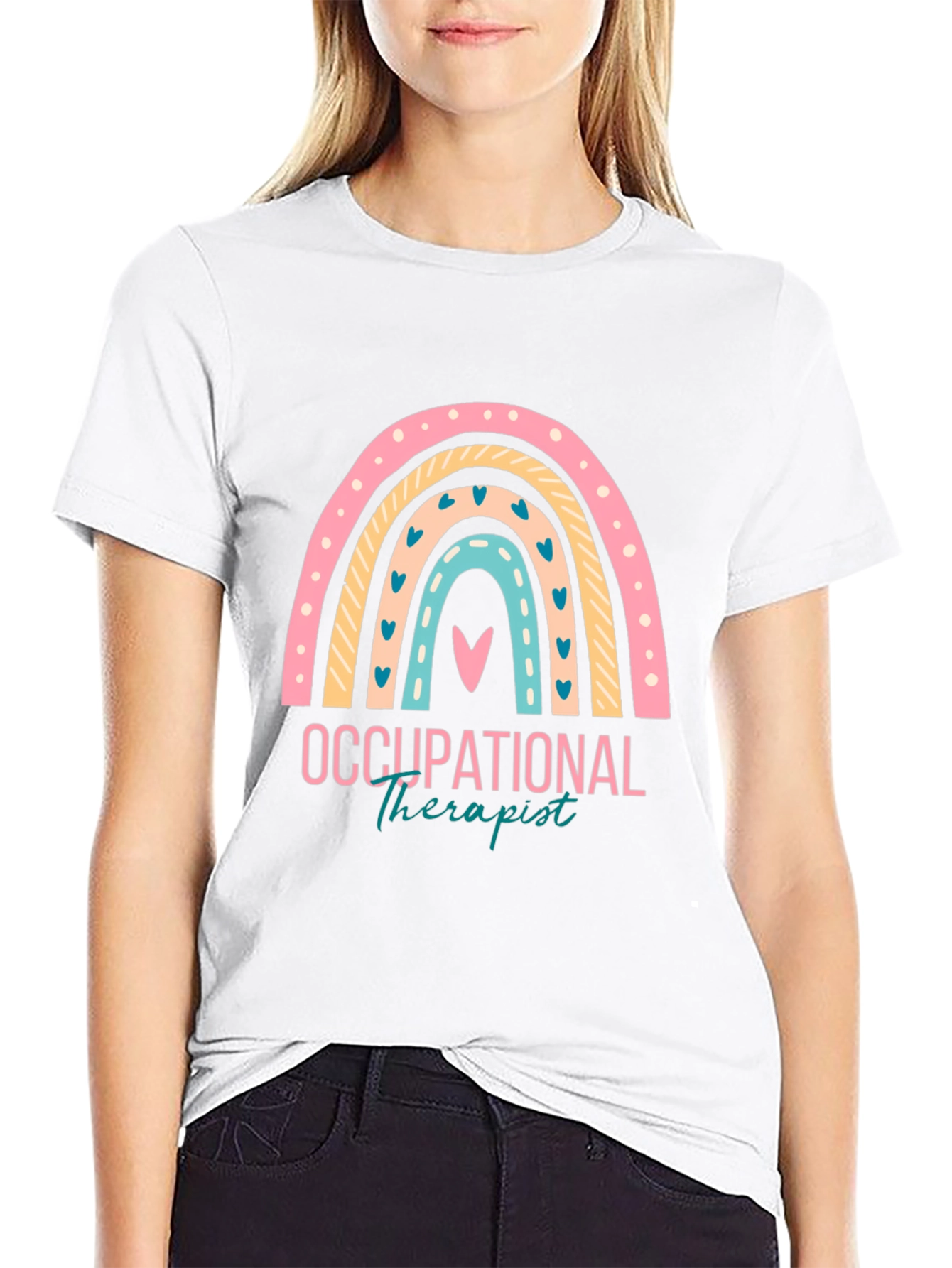Black Occupational Therapist Rainbow T-Shirt view 9