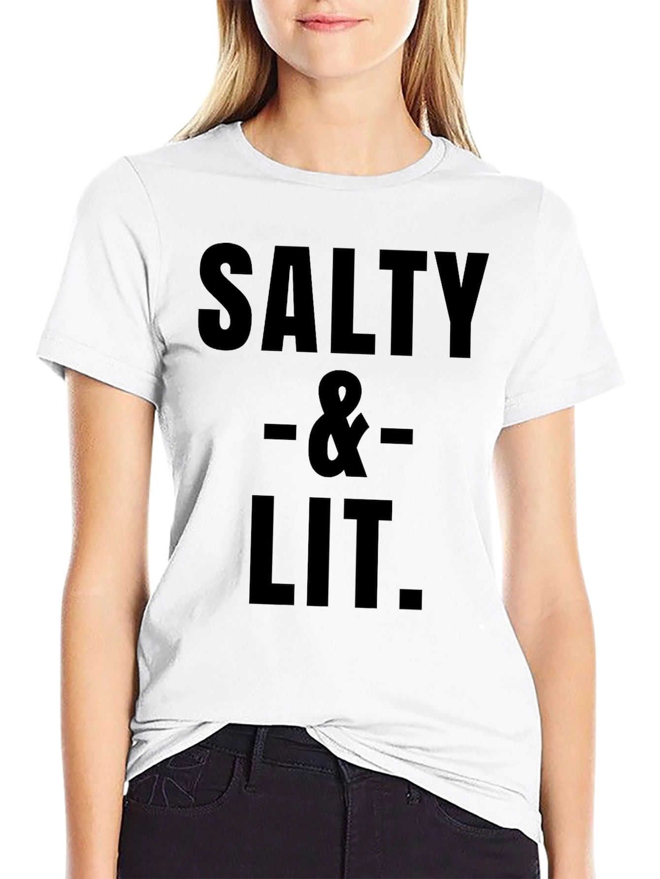 Black Salty & Lit Graphic Tee - Black Cotton Blend view 9