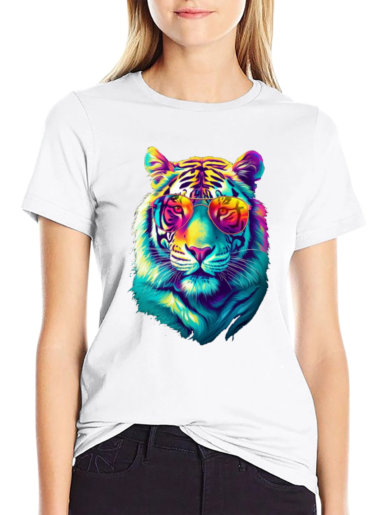 Black Cool Tiger Graphic Tee - Black view 9