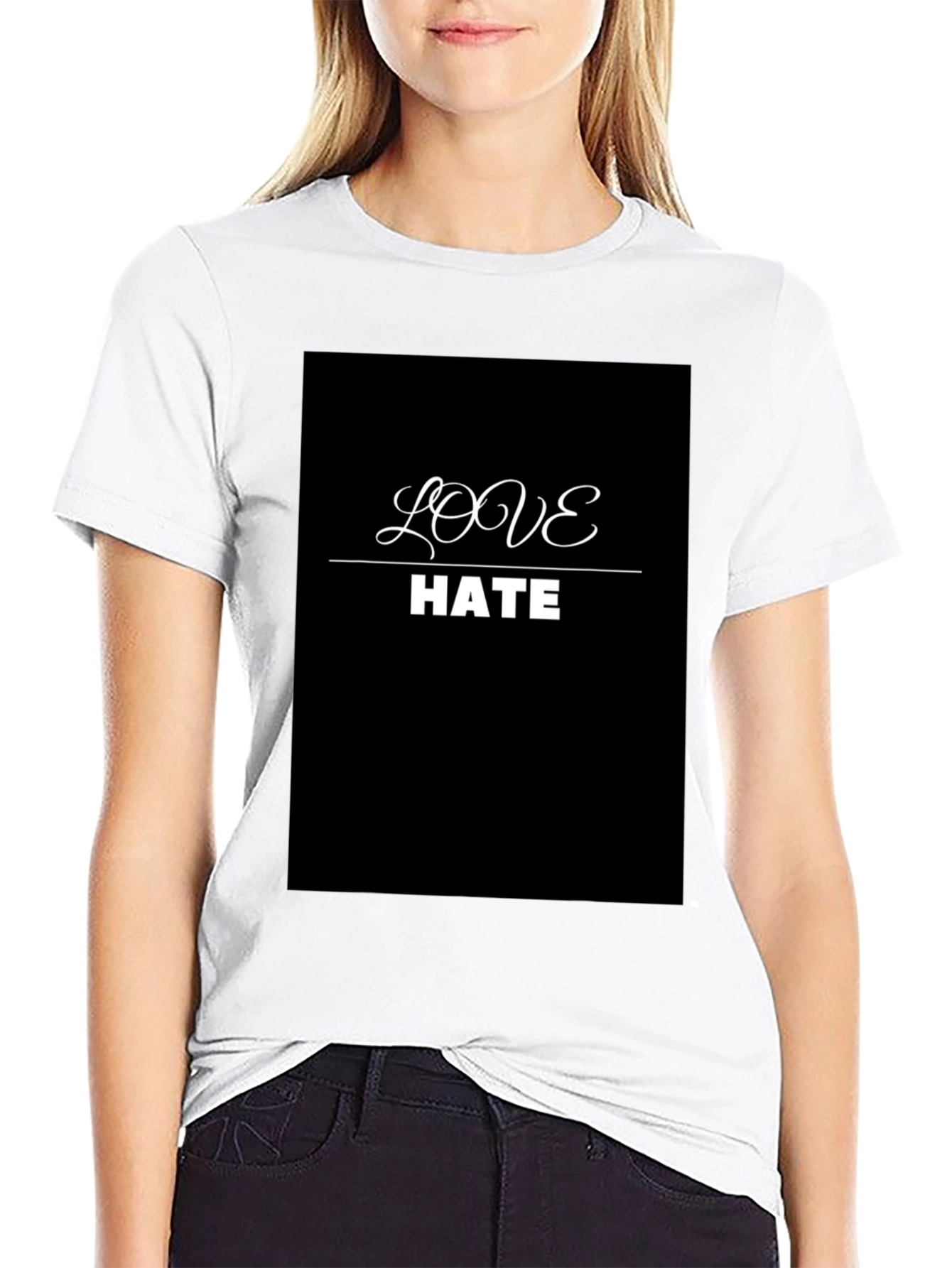 Black Love Hate Graphic Tee - Modern Contrast view 9