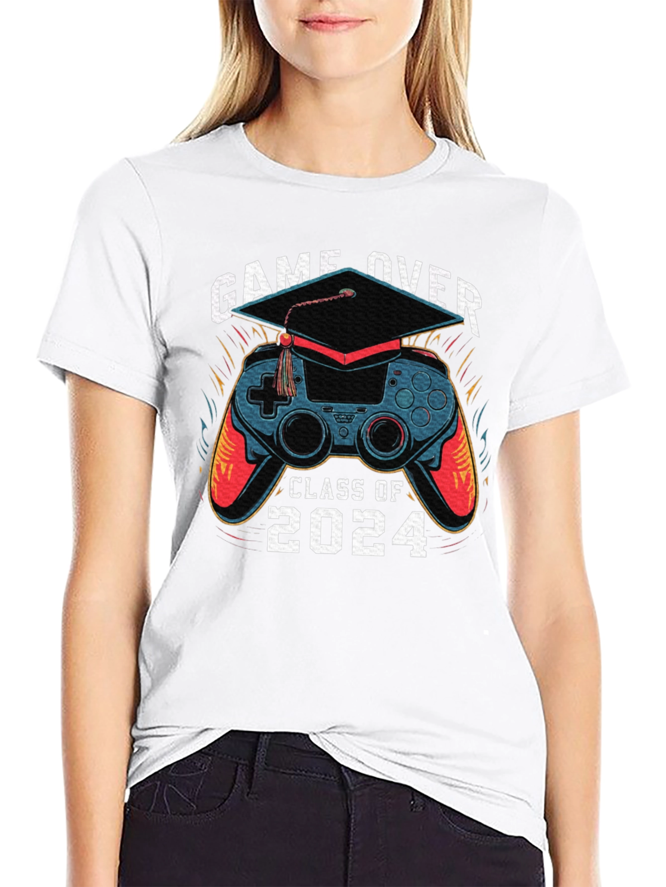 Black Game Over Class of 2024 Graduation T-Shirt view 9