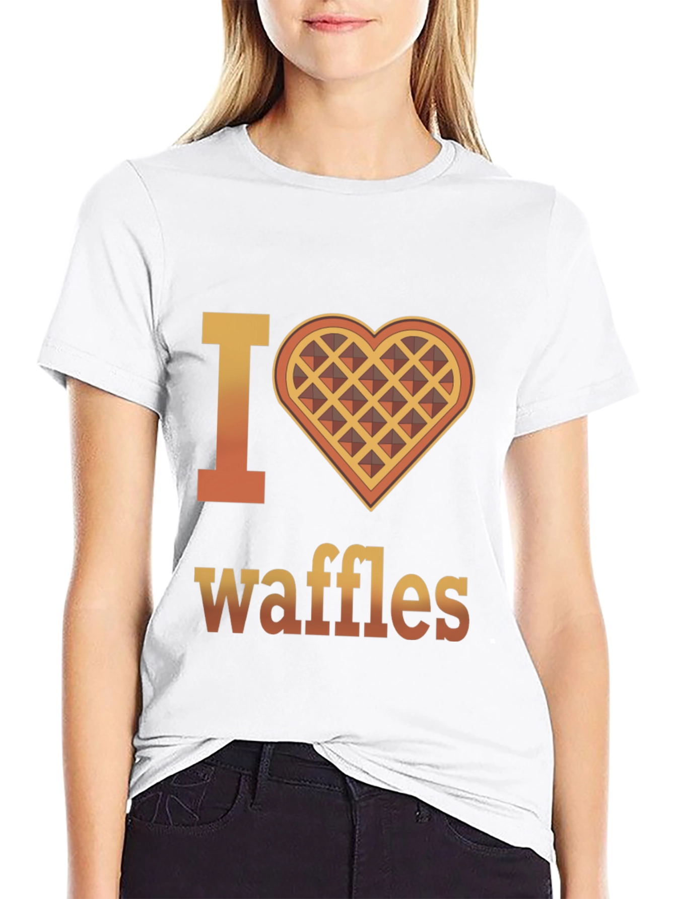 Black I Heart Waffles Graphic T-Shirt - Novelty Tee view 9