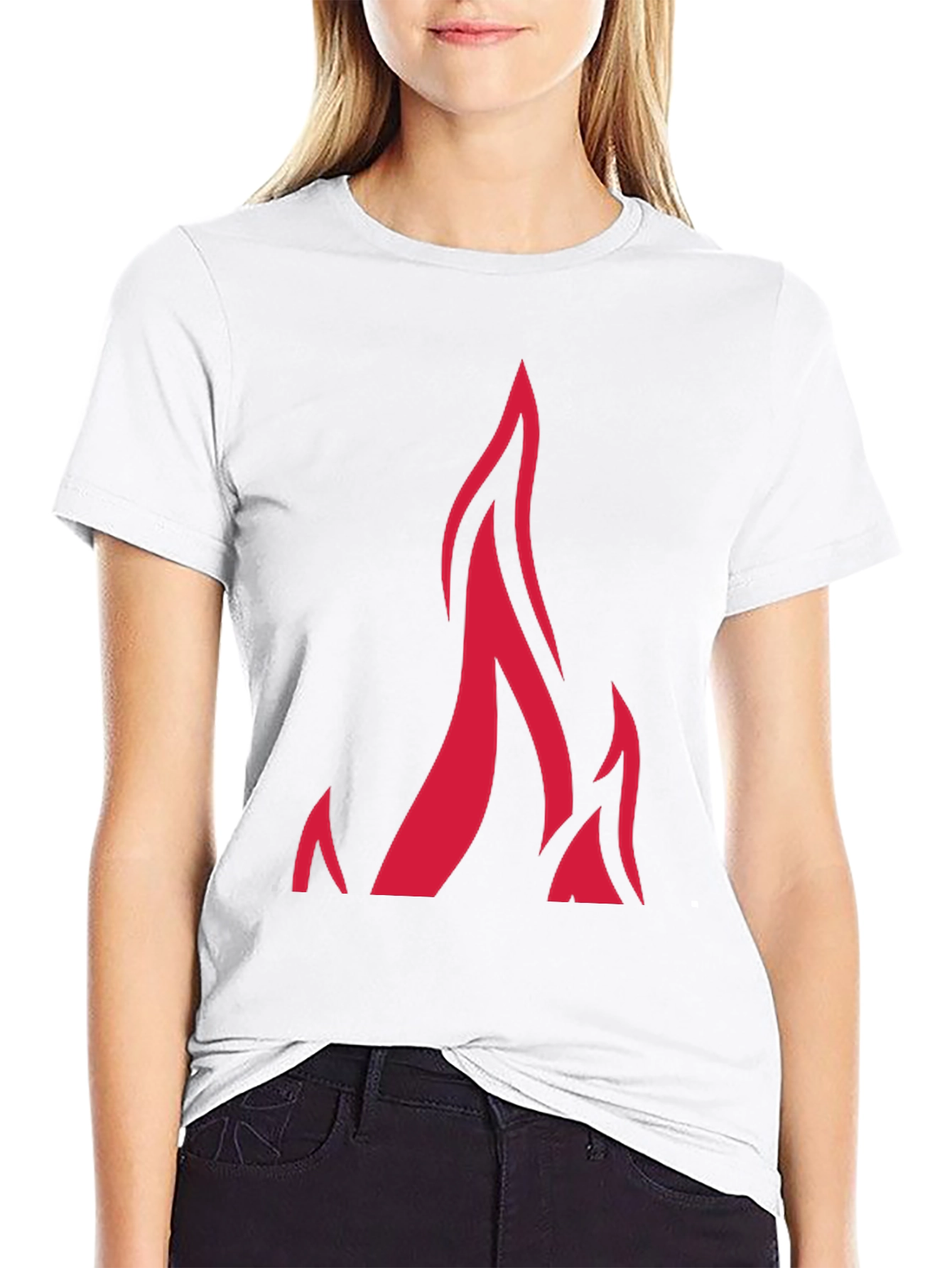 Black Fiery Red Flame Graphic Black T-Shirt view 9