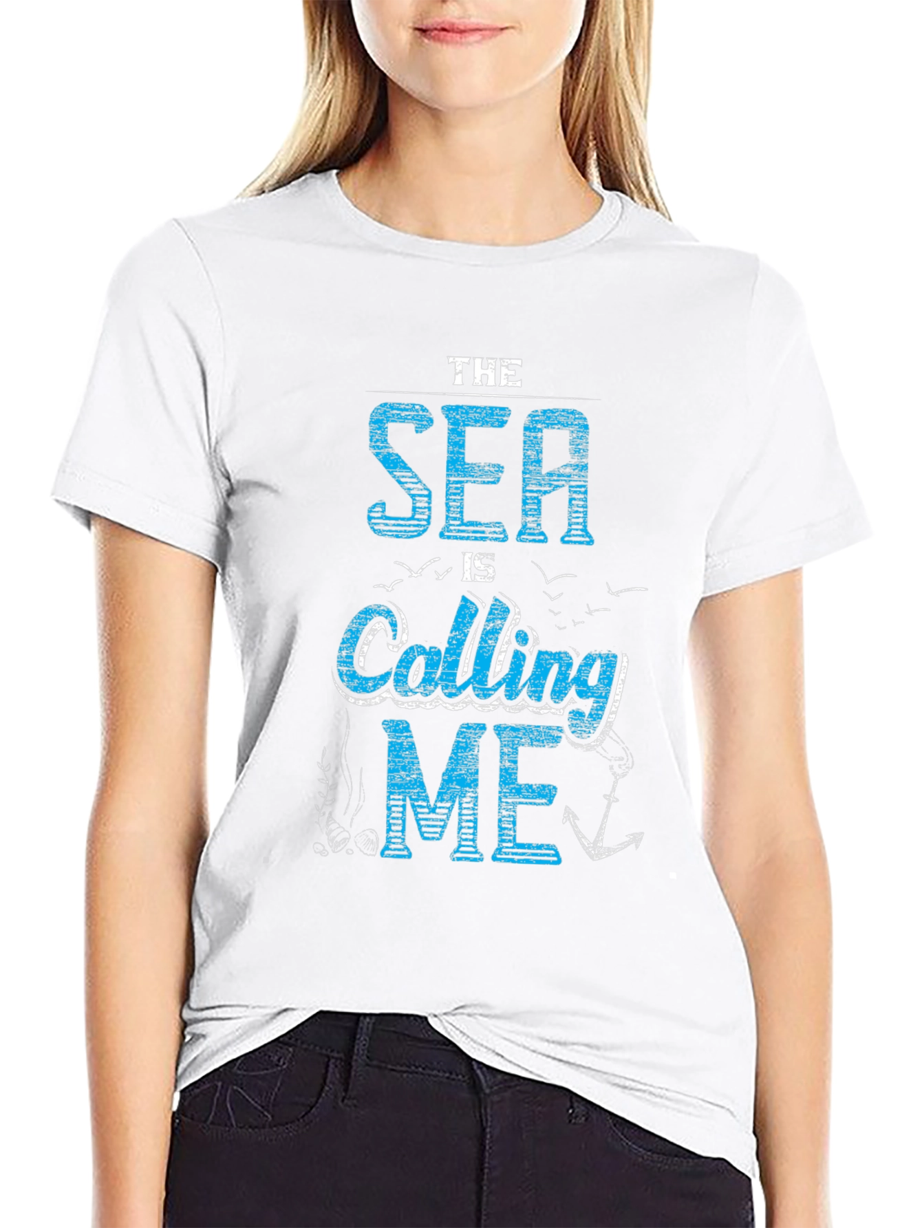 Black The Sea Is Calling Me - Men's Graphic T-Shirt view 9