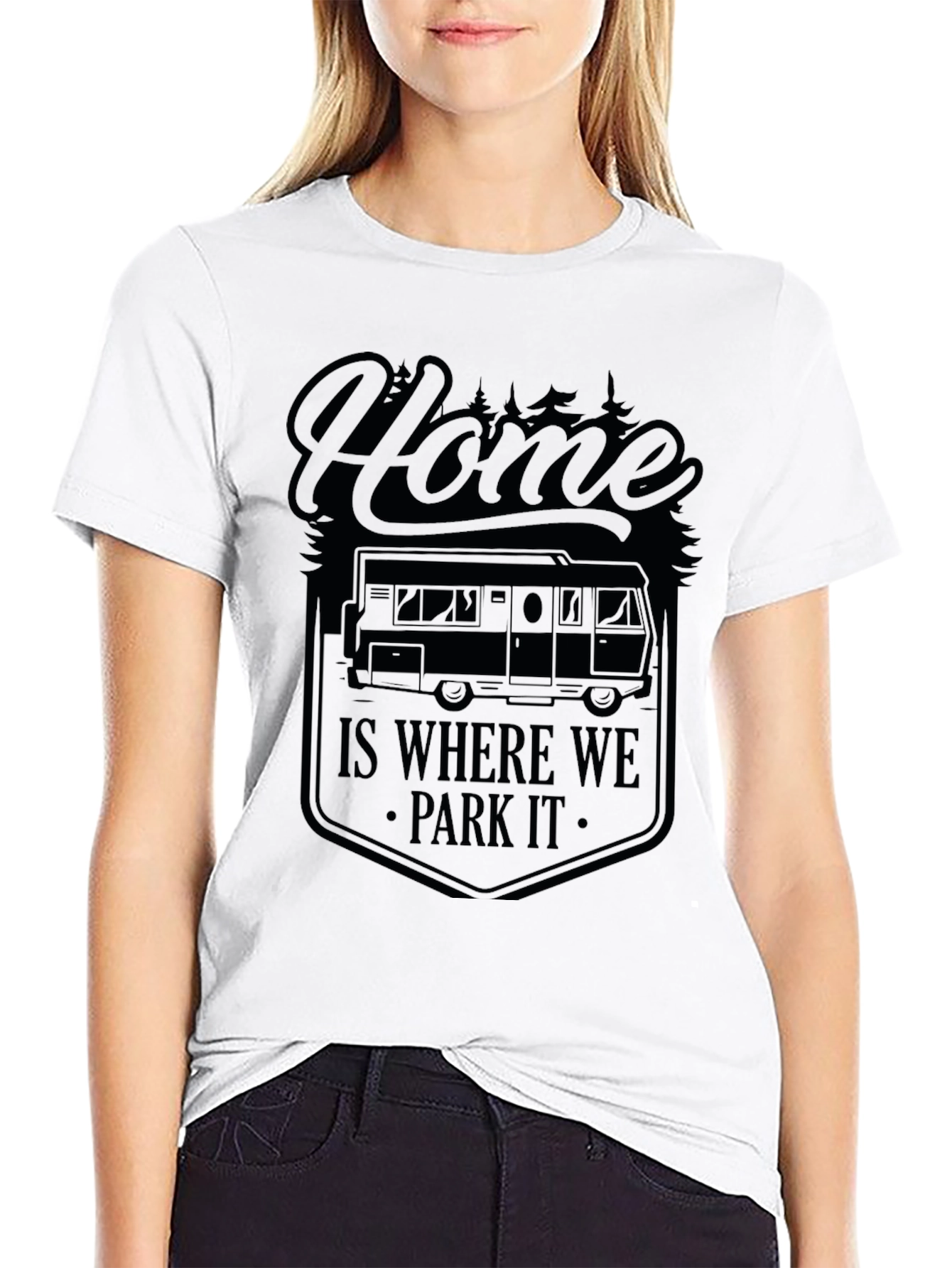 Black Home Is Where We Park It Camping T-Shirt view 9
