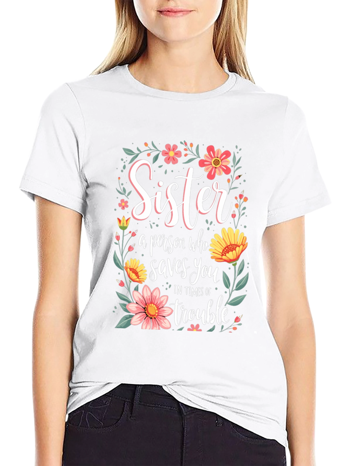 Black Sister Saves You Floral T-Shirt view 9