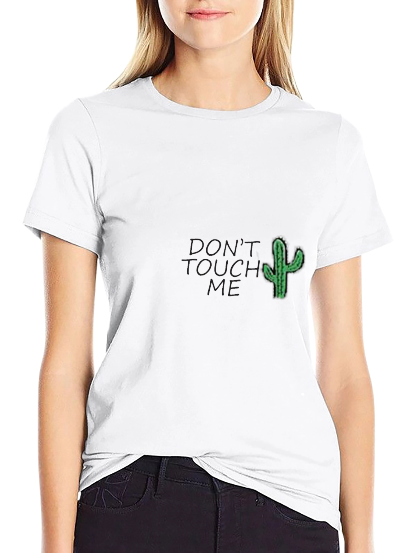 Black Don't Touch Me Cactus Graphic Tee - Soft Cotton Blend view 9