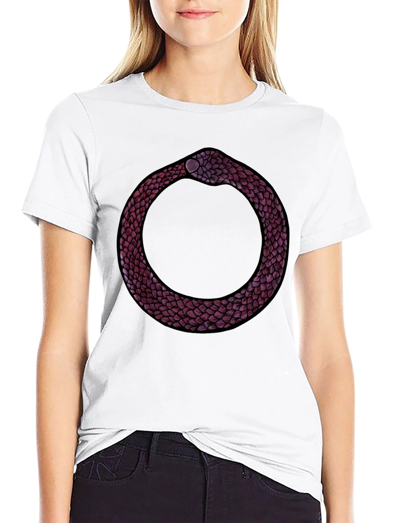 Black Ouroboros Snake Graphic Tee - Symbolic Design view 9
