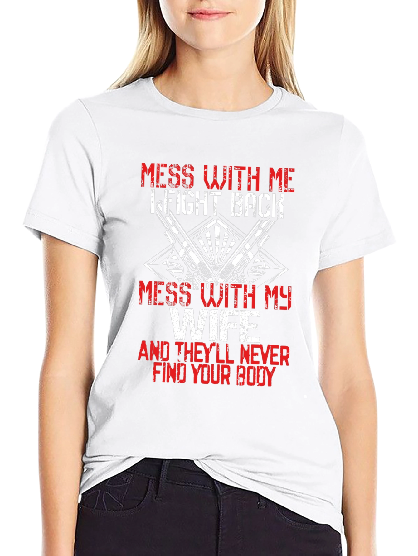 Black Mess With My Wife Graphic T-Shirt view 9