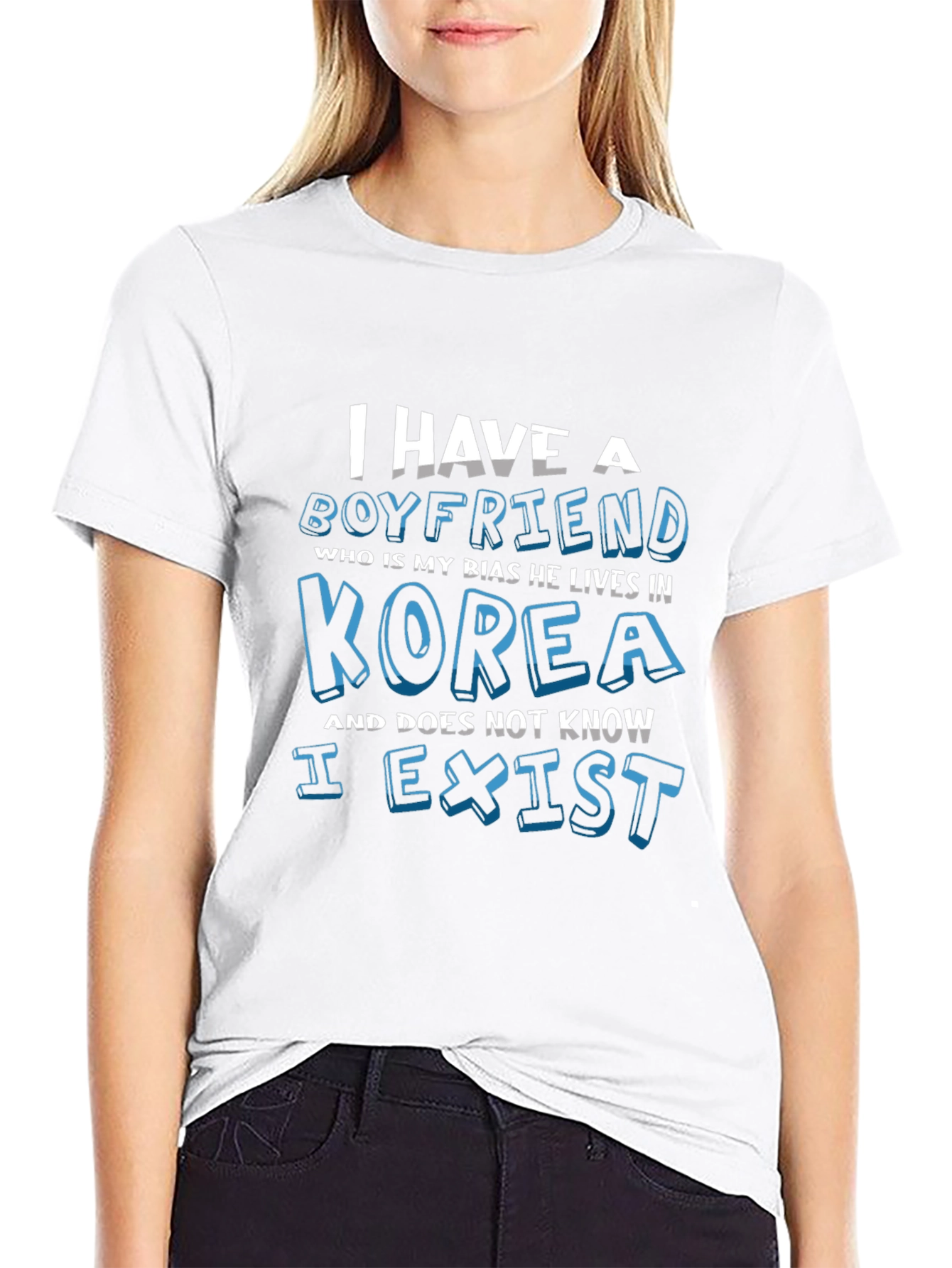 Black I Have a Boyfriend Korea T-Shirt view 9
