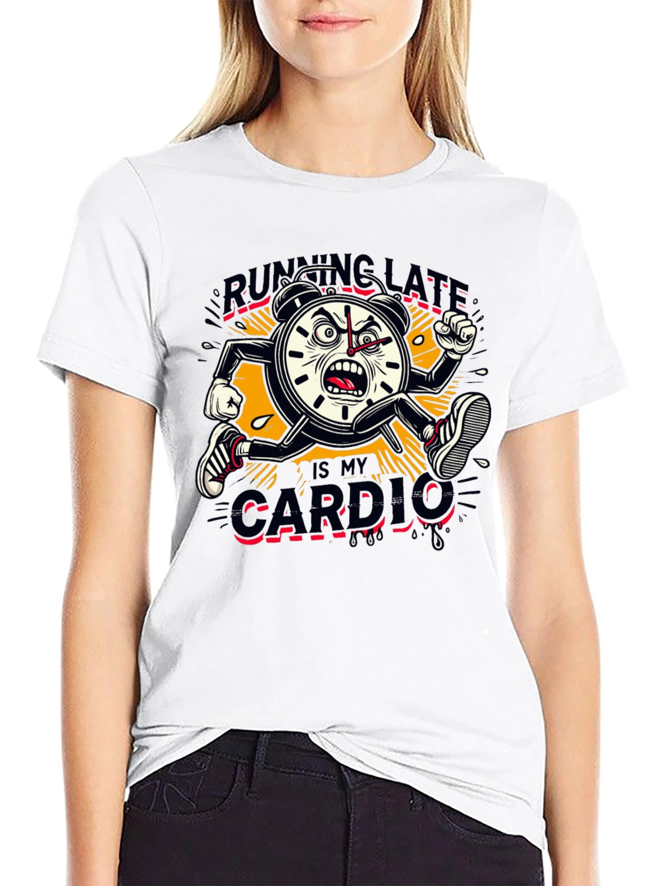 Black Running Late Cardio Graphic Tee view 9
