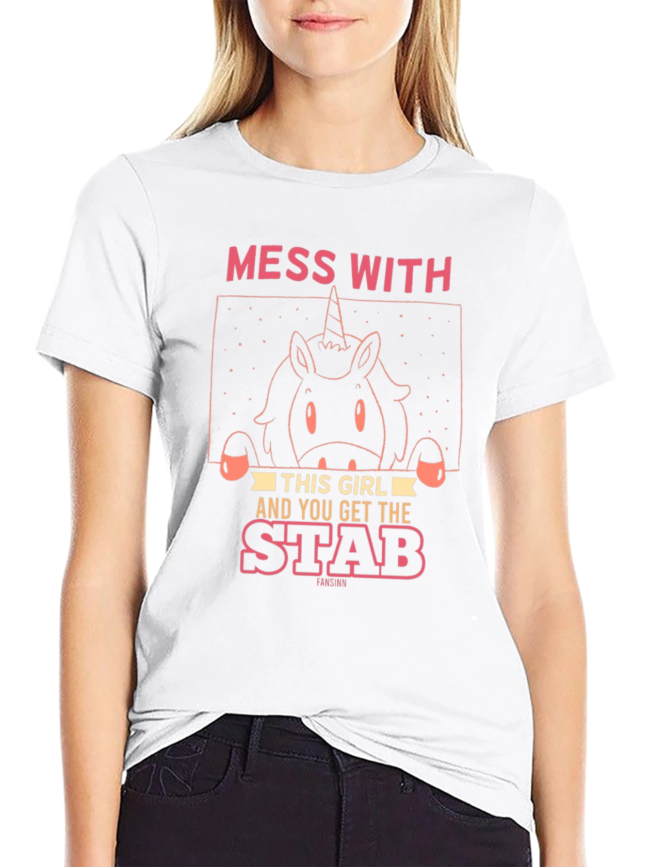 Black Mess With This Girl Unicorn Graphic T-Shirt view 9