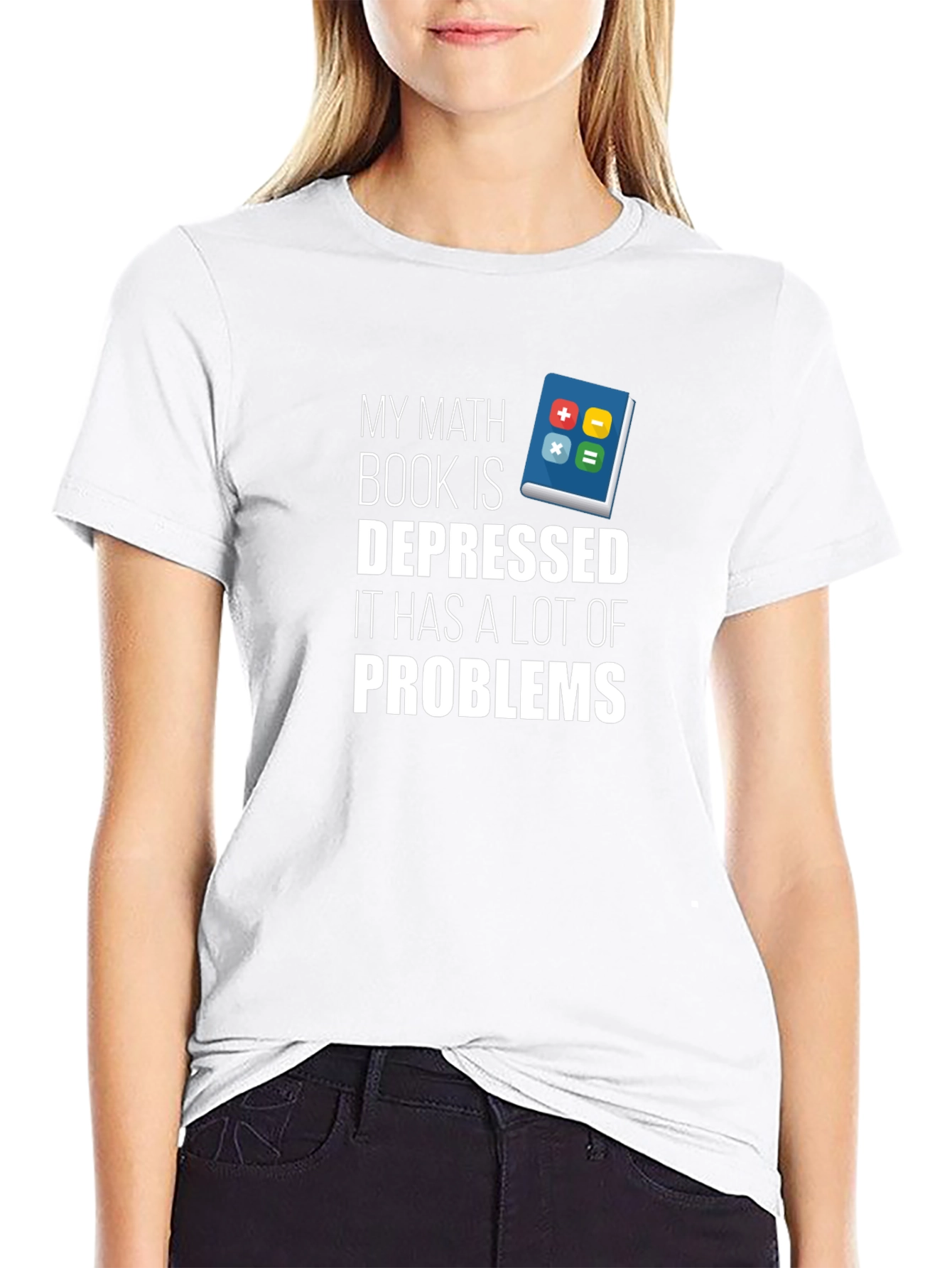 Black Math Book Depressed Problems T-Shirt view 9