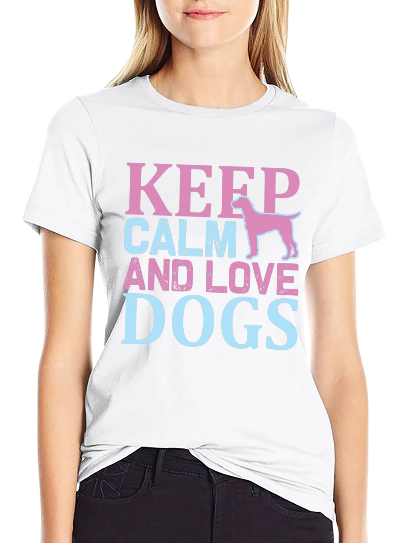 Black Keep Calm and Love Dogs Graphic Tee view 9