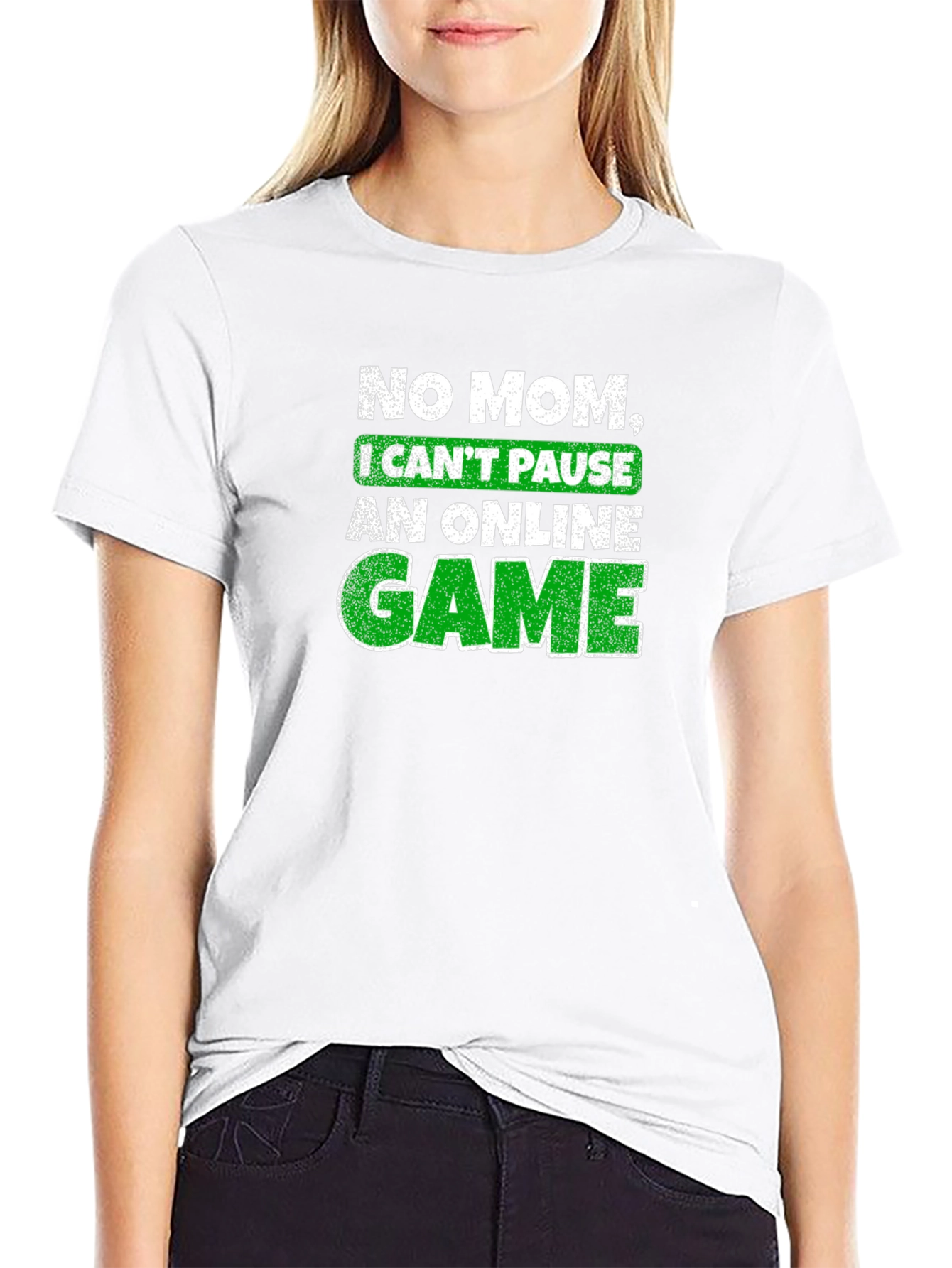 Black Gamer T-Shirt - No Mom, I Can't Pause! view 9