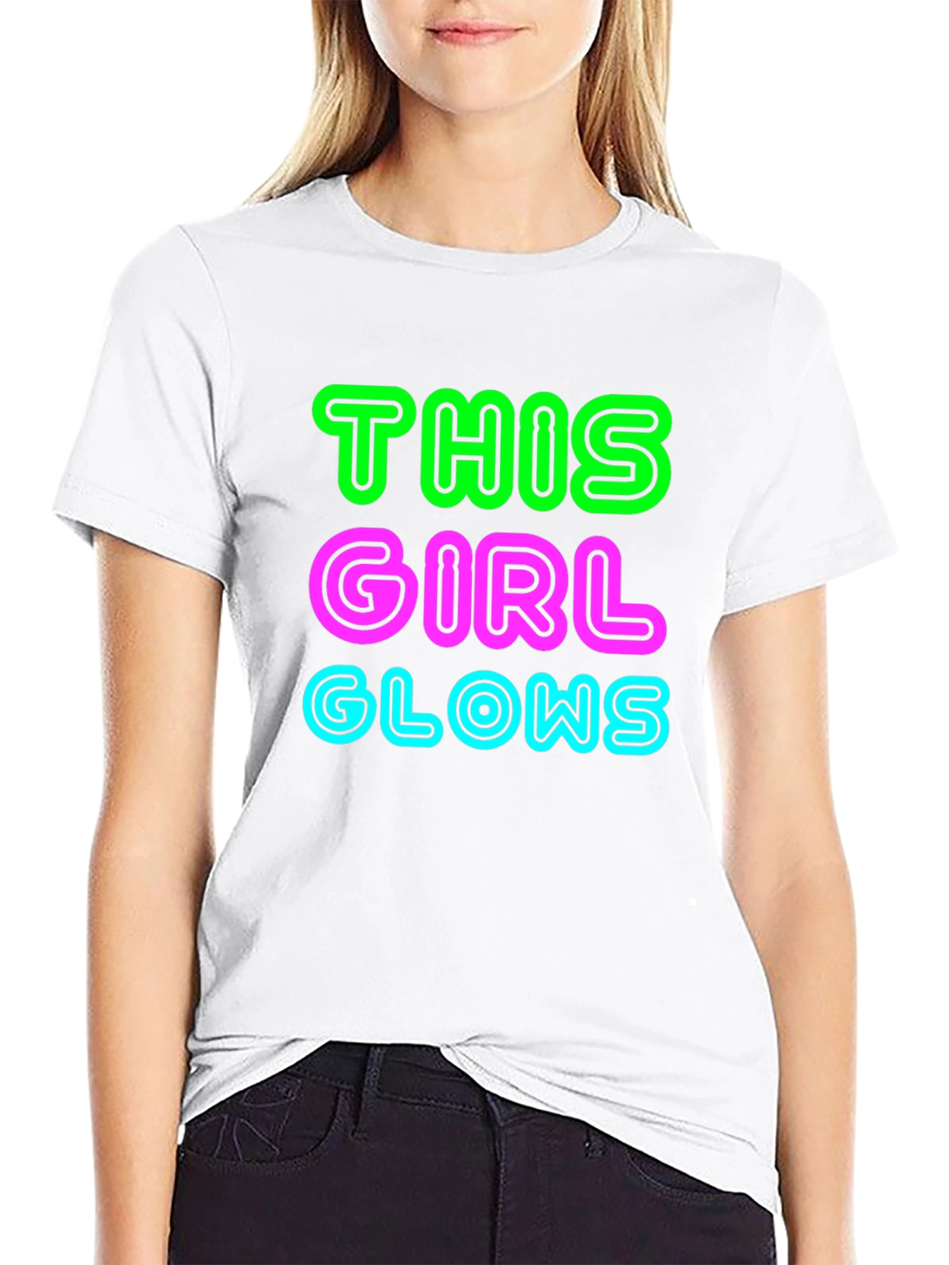 Black This Girl Glows Black Graphic Tee view 9