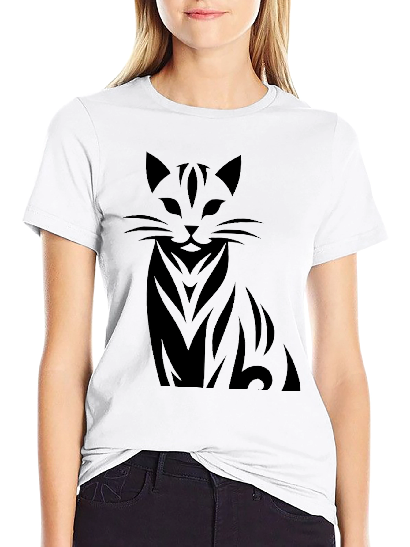 Black Men's Black Cat Graphic Tee - Stylish Casual Wear view 9