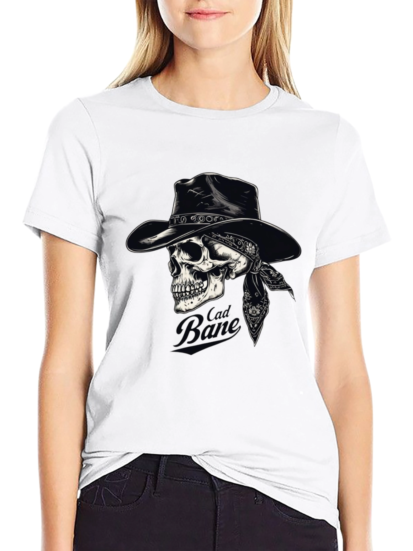 Black Cad Bane Skull Cowboy Black T-Shirt view 9