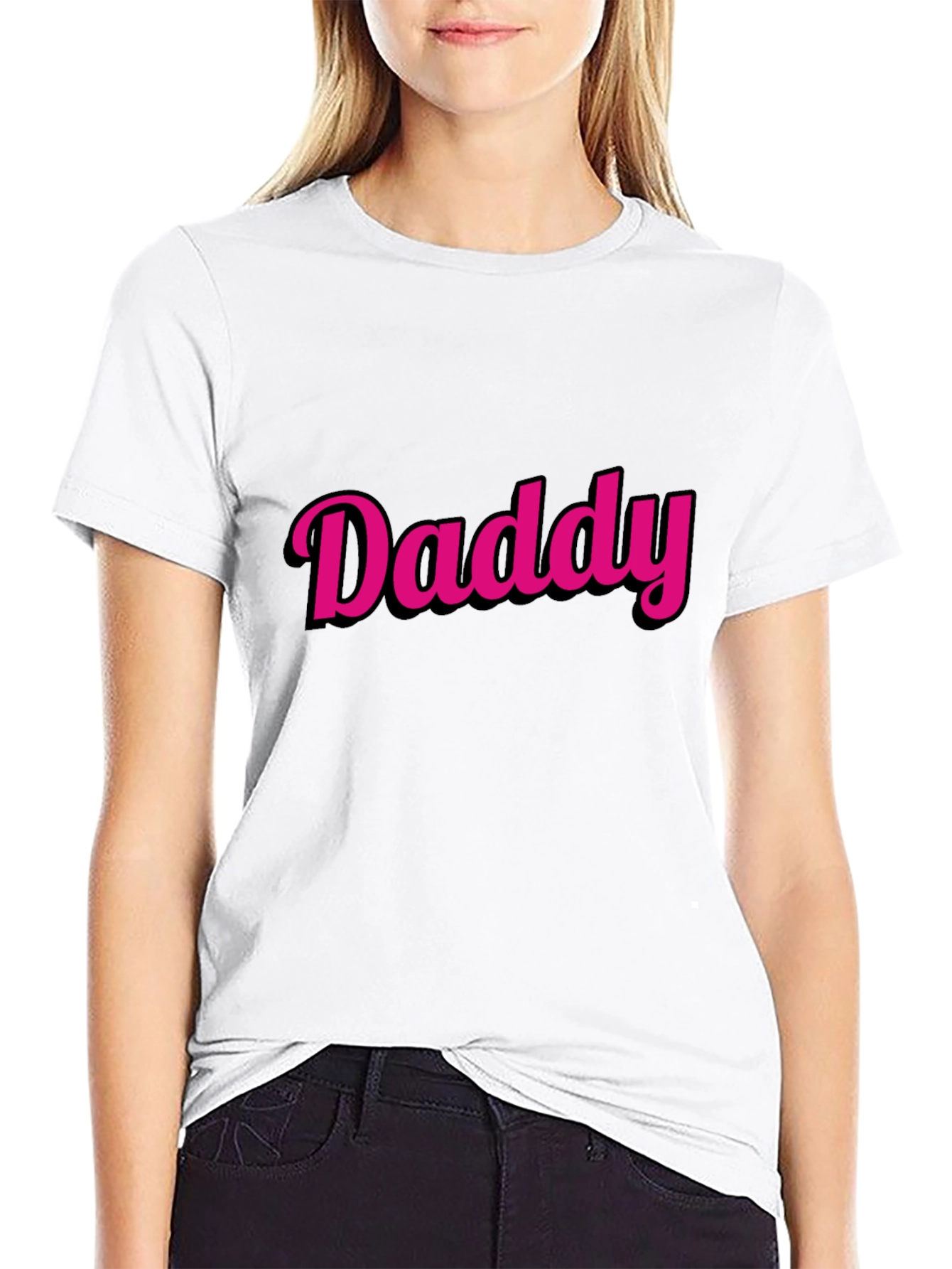 Black Daddy Graphic Tee - Trendy Pink Text on Black view 9