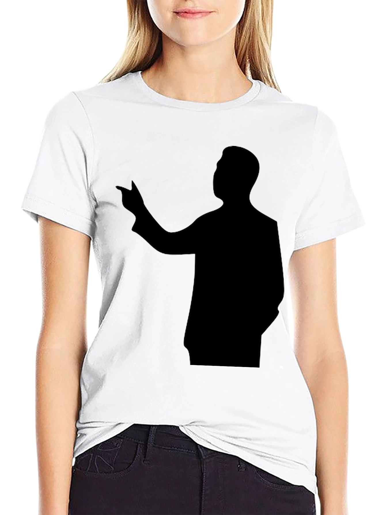 Black Silhouette Man Pointing T-Shirt view 9